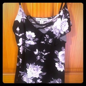 Black and white floral tank